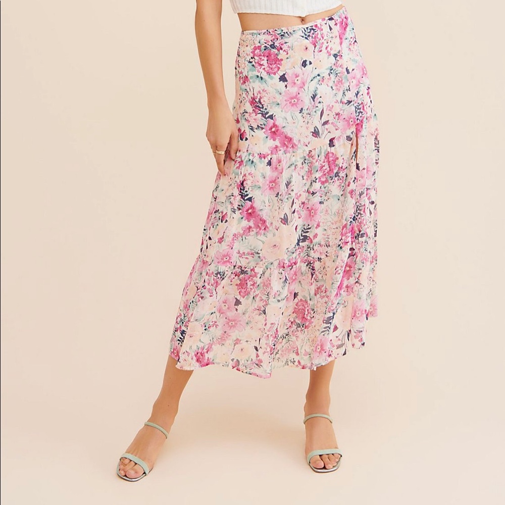 Free People En Saison Fleur Midi Skirt